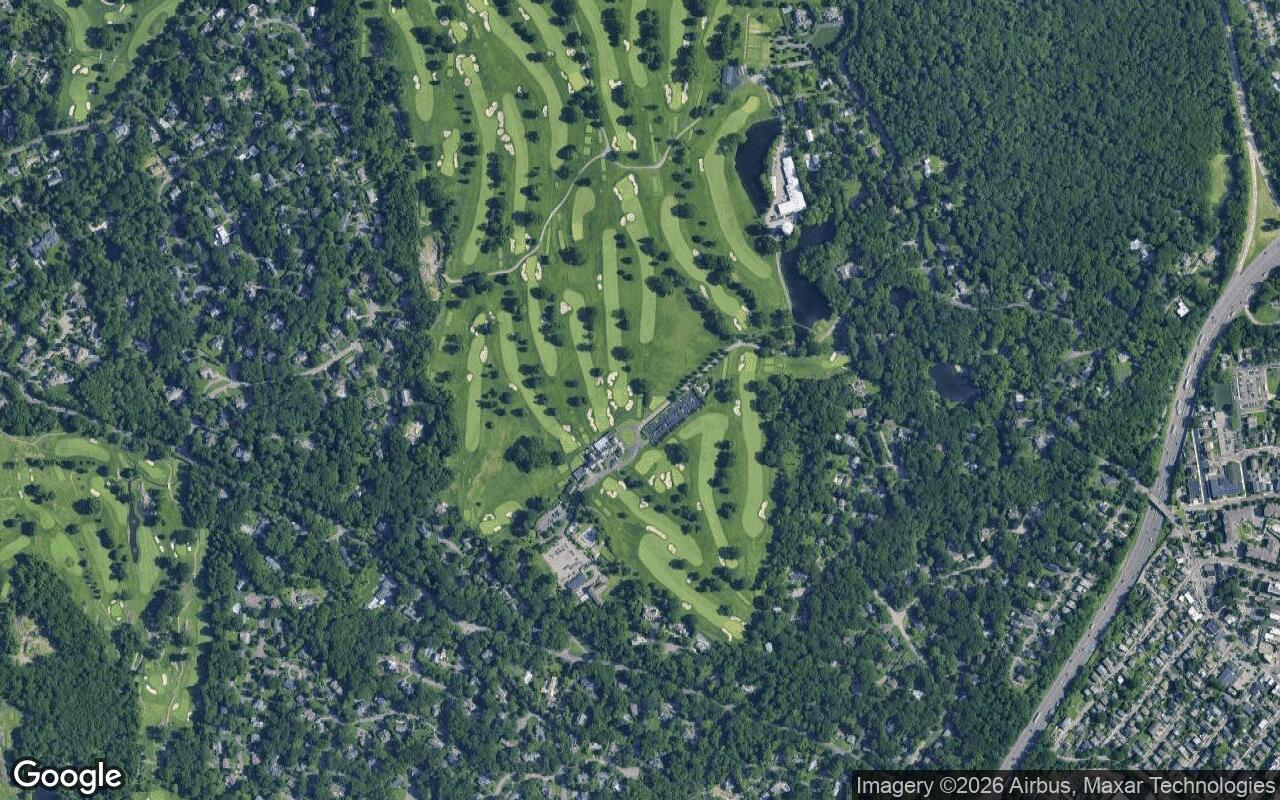 Aerial view of Winged Foot Golf Club's West Course, an A.W. Tillinghast design in Mamaroneck, New York