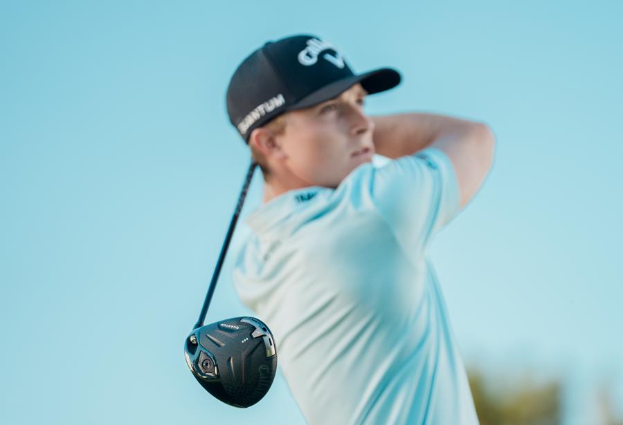 Blades Brown hitting a Callaway Quantum driver