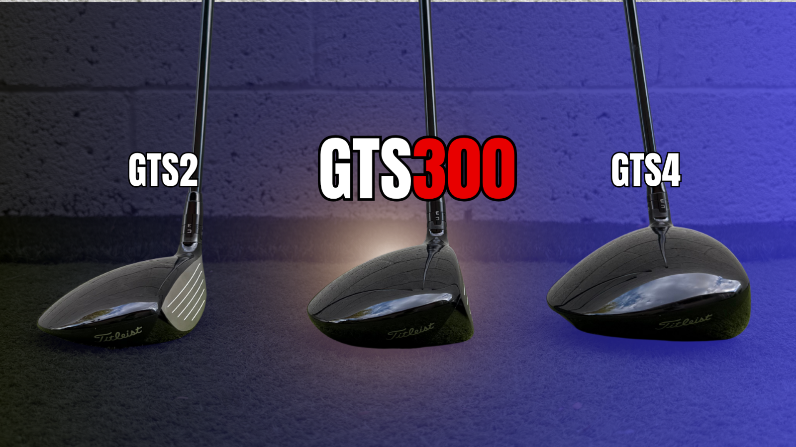Titleist GTS2 5-wood, GTS300 Mini Driver, and GTS4 driver compared at address