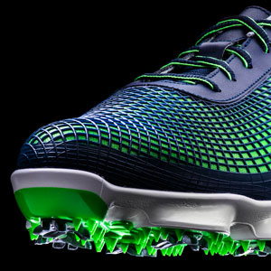 The Hyperflex is paired with
Tornado cleats by SoftSpikes