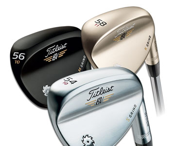 Titleist SM5 wedges in Tour Chrome,
Gold Nickel and Raw Black finishes