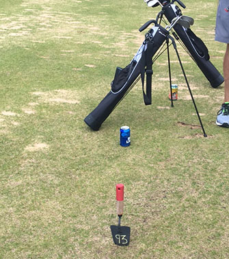 Sand Valley Par 3 course: Quiver bags, unique tee markers, and beer
